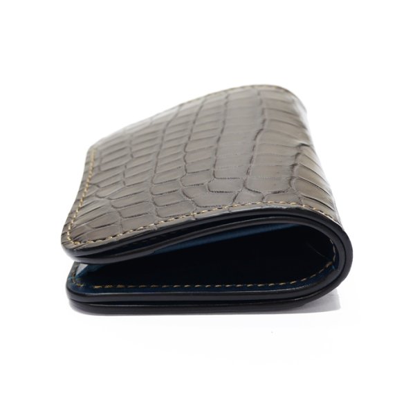 画像4: WILD SWANS(ワイルドスワンズ)Palm(パーム)コンパクトウォレット/チョコ"クロコダイル"×ブルー"ブッテーロ" (4)