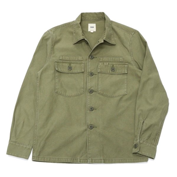 画像1: F.O.B FACTORY（エフオービーファクトリー）FATIGUE SHIRT JACKET（ファティーグシャツジャケット）Vatdye Back Sateen/Olive（オリーブ） (1)