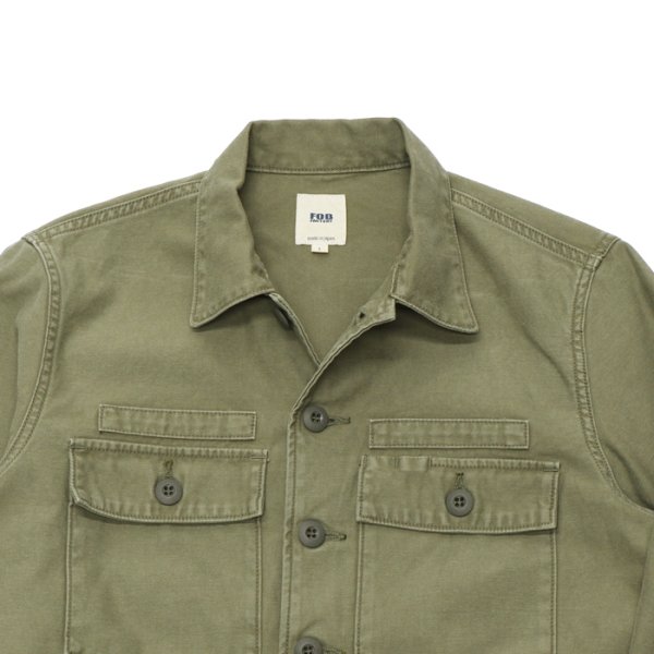 画像3: F.O.B FACTORY（エフオービーファクトリー）FATIGUE SHIRT JACKET（ファティーグシャツジャケット）"Vatdye Back Sateen" / Olive（オリーブ） (3)