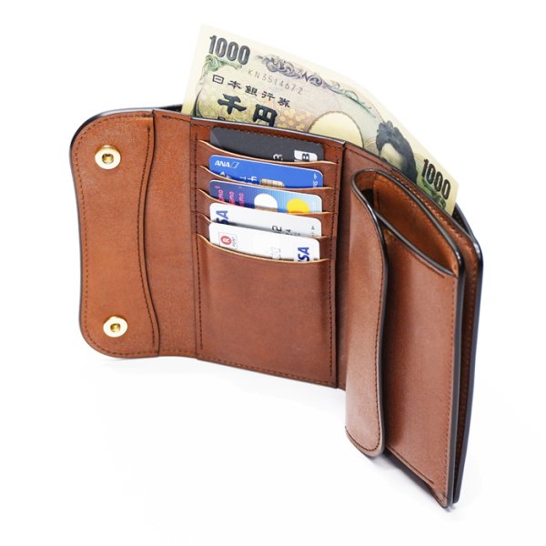 画像7: WILD SWANS(ワイルドスワンズ)BYRNE(バーン)3つ折りウォレット"フルグレインブライドル"/Dark Stain(ダークステイン) (7)