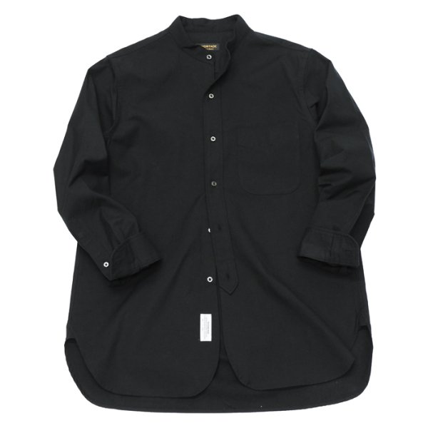 画像1: *A VONTADE（アボンタージ）Banded Collar Shirts（バンドカラーシャツ）”Cotton Nepped Silk Brushed Sheeting” / Black（ブラック） (1)
