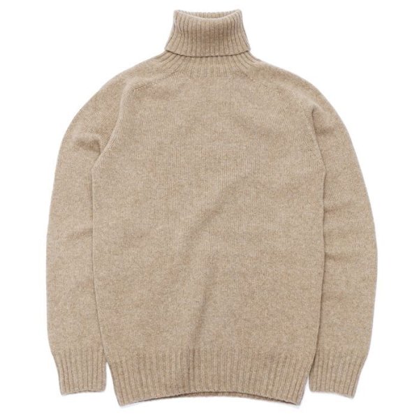 画像1: INVERALLAN（インバーアラン）Roll Neck Saddle Shoulder Sweater（ロールネックサドルショルダーセーター）Geelong Lambswool/Dark Natural（ダークナチュラル）※サイズ40のみ (1)