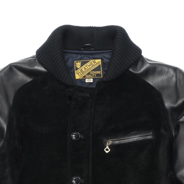 画像3: 【PointUp10%11/10迄】Y'2 LEATHER(ワイツーレザー)STEER SUEDE×STEER OIL RIB JACKET(ステアスエード×ステアオイル リブジャケット)/Black(ブラック) (3)