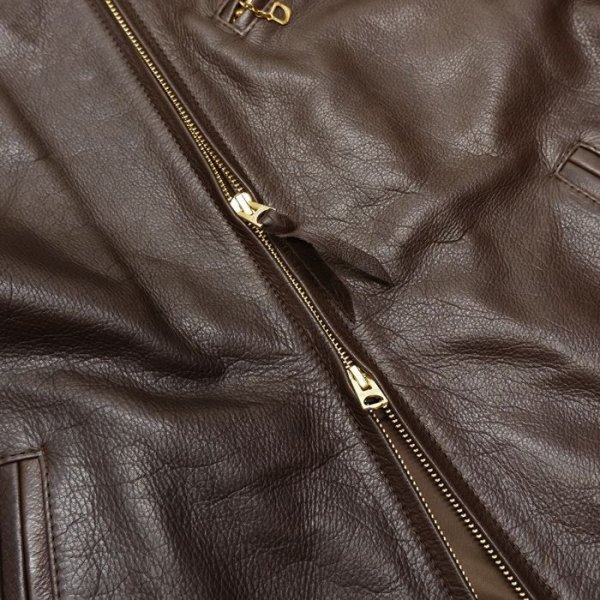 画像7: Y'2 LEATHER（ワイツーレザー）STEER OIL SINGLE RIDERS（ステアオイル 襟付きシングルライダース）/Brown（ブラウン） (7)