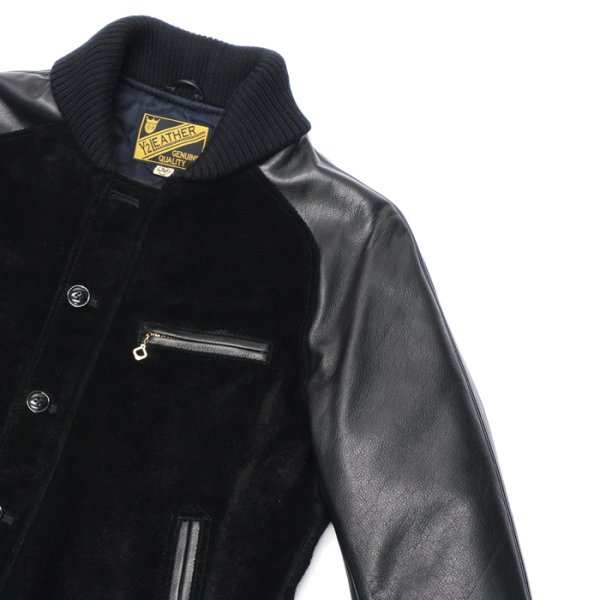 画像4: 【PointUp10%11/10迄】Y'2 LEATHER(ワイツーレザー)STEER SUEDE×STEER OIL RIB JACKET(ステアスエード×ステアオイル リブジャケット)/Black(ブラック) (4)
