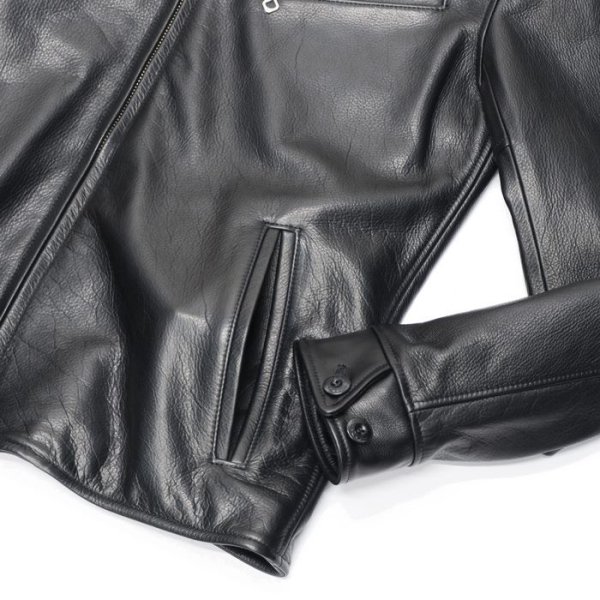 画像5: 【PointUp10%11/10迄】Y'2 LEATHER(ワイツーレザー)STEER OIL SINGLE RIDERS(ステアオイル襟付きシングルライダース)/Black(ブラック) (5)