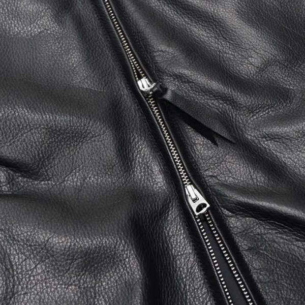 画像9: 【PointUp10%11/10迄】Y'2 LEATHER(ワイツーレザー)STEER OIL SINGLE RIDERS(ステアオイル襟付きシングルライダース)/Black(ブラック) (9)