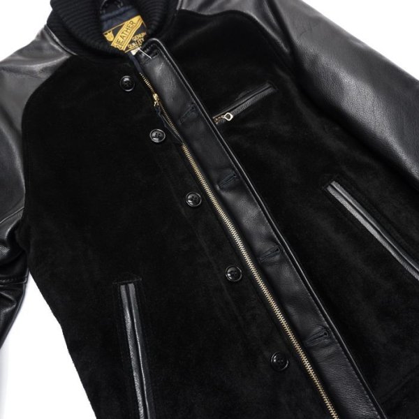 画像7: 【PointUp10%11/10迄】Y'2 LEATHER(ワイツーレザー)STEER SUEDE×STEER OIL RIB JACKET(ステアスエード×ステアオイル リブジャケット)/Black(ブラック) (7)