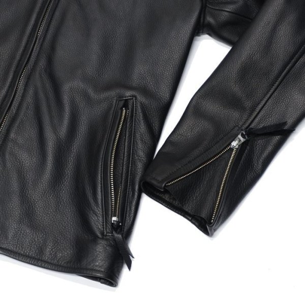 画像4: 【PointUp10%11/10迄】Y'2 LEATHER(ワイツーレザー)STEER OIL SINGLE RIDERS(ステアオイル シングルライダース)/Black(ブラック) (4)