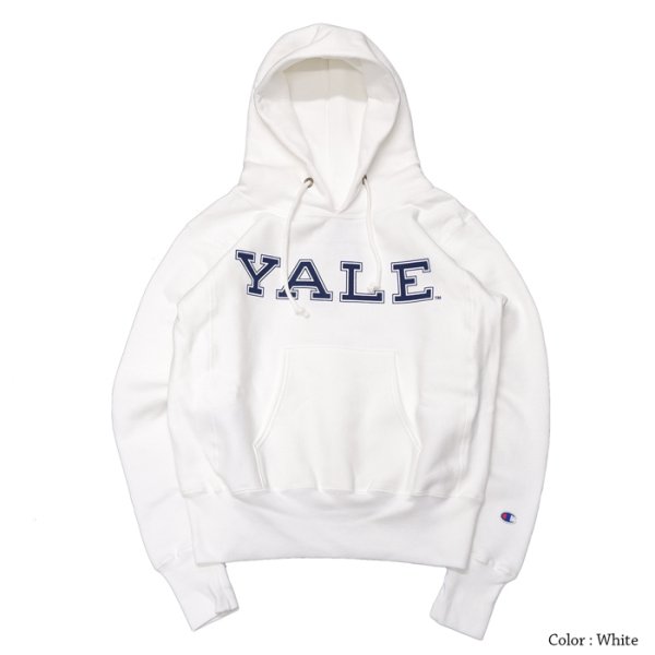 画像1: ＜OUTLET＞Champion（チャンピオン）REVERSE WEAVE PULLOVER HOODED SWEATSHIRT（リバースウィーブプルオーバースウェットパーカー）"YALE"/White（ホワイト）Made in USA※Sサイズのみ (1)