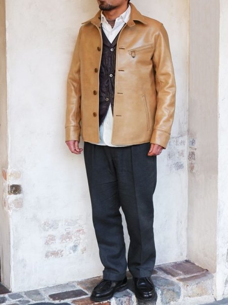 画像16: 【PointUp10%11/10迄】Y'2 LEATHER(ワイツーレザー)KAKISHIBU DYED HORSE CAR COAT(柿渋ホースカーコート)/Kakishibu(柿渋) (16)