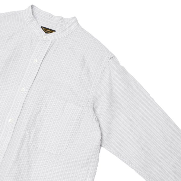 画像4: 『OUTLET』*A VONTADE(アボンタージ)Banded Collar Shirts(バンドカラーシャツ)Cotton Linen Chambray/Grey Stripe(グレーストライプ) (4)