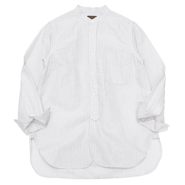画像1: ＜40%OFF＞*A VONTADE（アボンタージ）Banded Collar Shirts（バンドカラーシャツ）Cotton Linen Chambray/Grey Stripe（グレーストライプ） (1)