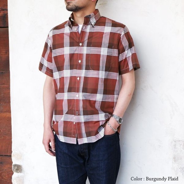 画像8: INDIVIDUALIZED SHIRTS(インディビジュアライズドシャツ)Classic Fit MBDM B.D Short Sleeve Shirt(クラシックフィットボタンダウンショートスリーブシャツ)"SUMMER PLAID" / Burgundy(バーガンディ系チェック) (8)