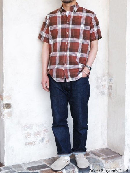 画像9: INDIVIDUALIZED SHIRTS(インディビジュアライズドシャツ)Classic Fit MBDM B.D Short Sleeve Shirt(クラシックフィットボタンダウンショートスリーブシャツ)"SUMMER PLAID" / Burgundy(バーガンディ系チェック) (9)