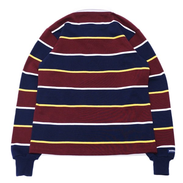 画像2: BARBARIAN(バーバリアン)Heavy Weight Rugby Collar Shirt(ヘビーウェイト ラグビーカラーシャツ) "ALTERNATING STRIPES" / Navy×Gold×Harvard×White(ネイビー×ゴールド×ハーバード×ホワイト) (2)