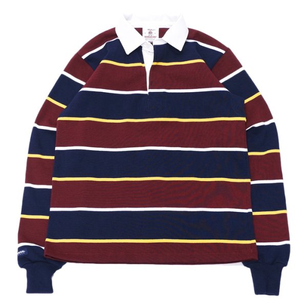 画像1: BARBARIAN（バーバリアン）Heavy Weight Rugby Collar Shirt（ヘビーウェイト ラグビーカラーシャツ） "ALTERNATING STRIPES" / Navy×Gold×Harvard×White（ネイビー×ゴールド×ハーバード×ホワイト） (1)