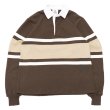 画像1: BARBARIAN（バーバリアン）Heavy Weight Rugby Collar Shirt（ヘビーウェイト ラグビーカラーシャツ） "COLLEGIATE STRIPE" / Moss×Ivory×Vegas Gold（モスグリーン×アイボリー×ベガスゴールド） (1)