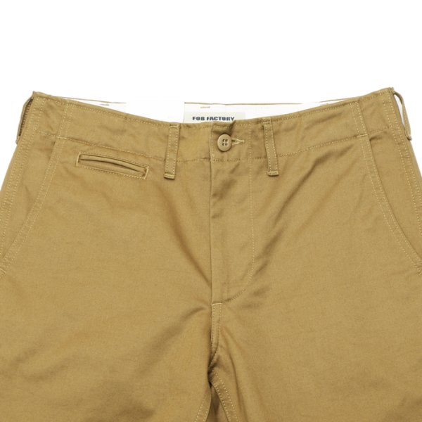 画像2: F.O.B FACTORY(エフオービーファクトリー)NARROW U.S TROUSERS(ナローUSトラウザーズ)"Heavy West Point Chino" / Khaki(カーキ)【裾上げ無料】 (2)