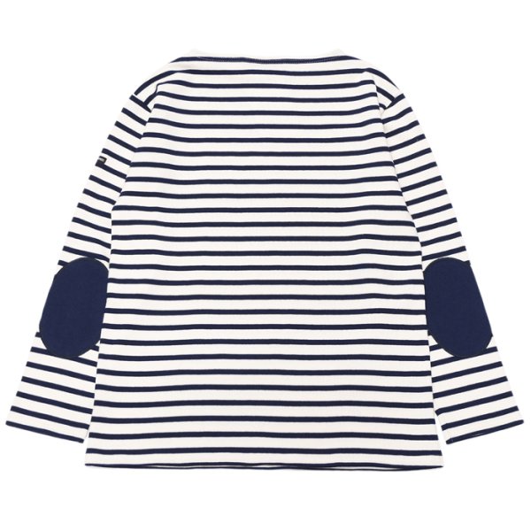 画像2: SAINT JAMES(セントジェームス)OUESSANT"ELBOW PATCH"(ウエッソンエルボーパッチ)/ECRU×MARINE+MARINE(キナリ×マリン+マリン) (2)