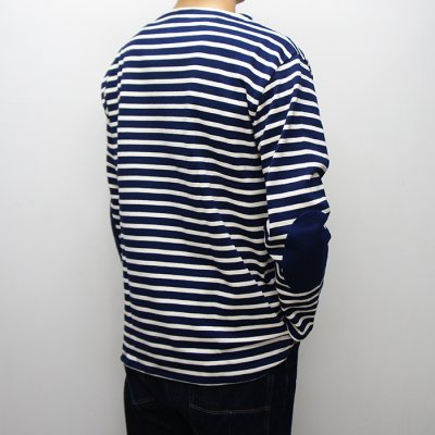 画像3: SAINT JAMES（セントジェームス）OUESSANT"ELBOW PATCH"（ウエッソンエルボーパッチ）/NAVY×PIN+NAVY（ネイビー×グリーン+ネイビー）