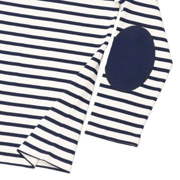 画像5: SAINT JAMES(セントジェームス)OUESSANT"ELBOW PATCH"(ウエッソンエルボーパッチ)/ECRU×MARINE+MARINE(キナリ×マリン+マリン) (5)