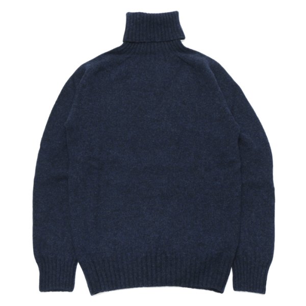 画像1: INVERALLAN（インバーアラン）Roll Neck Saddle Shoulder Sweater（ロールネックサドルショルダーセーター）Geelong Lambswool/Cosmos（ミッドナイトネイビー）※サイズ40のみ (1)