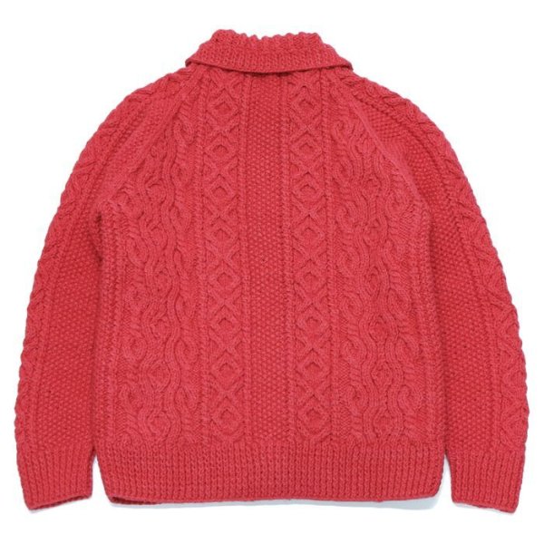 画像2: INVERALLAN（インバーアラン）3a Lumber Cardigan（3aランバーカーディガン）"Aran Knit" / Redcurrant（レッドカーラント） (2)