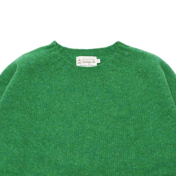 画像3: INVERALLAN(インバーアラン)Crew Neck Saddle Shoulder Sweater(クルーネックサドルショルダーセーター)"Supersoft Shetland" / Pixie(グリーン) (3)