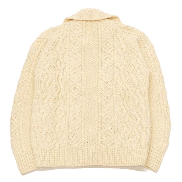 画像2: INVERALLAN（インバーアラン）3a Lumber Cardigan（3aランバーカーディガン）"Aran Knit" / Natural（ナチュラル） (2)