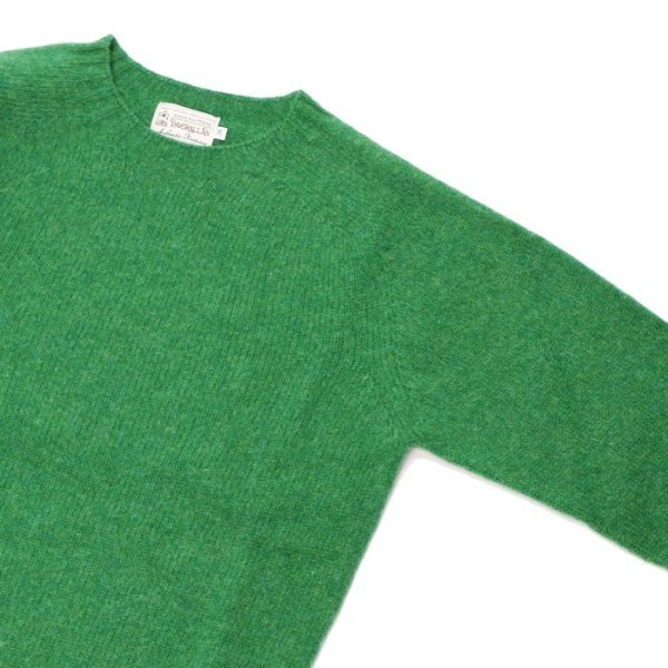 画像4: INVERALLAN(インバーアラン)Crew Neck Saddle Shoulder Sweater(クルーネックサドルショルダーセーター)"Supersoft Shetland" / Pixie(グリーン) (4)