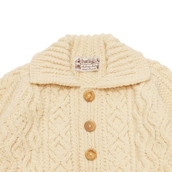 画像3: INVERALLAN（インバーアラン）3a Lumber Cardigan（3aランバーカーディガン）"Aran Knit" / Natural（ナチュラル） (3)
