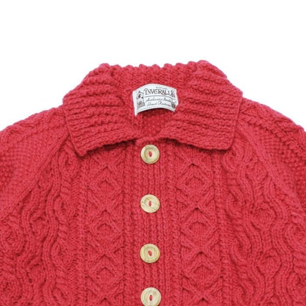 画像3: INVERALLAN（インバーアラン）3a Lumber Cardigan（3aランバーカーディガン）"Aran Knit" / Redcurrant（レッドカーラント） (3)