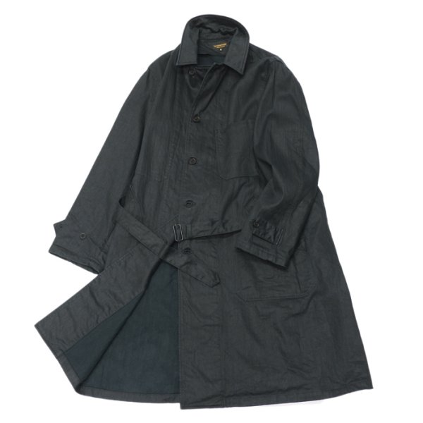 画像1: *A VONTADE（アボンタージ）Atelier Overcoat with Belt（アトリエオーバーコート）”Cotton Linen Herringbone Brushed Lining" / Lamp Black（ランプブラック） (1)