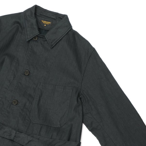 画像4: *A VONTADE(アボンタージ)Atelier Overcoat with Belt(アトリエオーバーコート)”Cotton Linen Herringbone Brushed Lining" / Lamp Black(ランプブラック) (4)