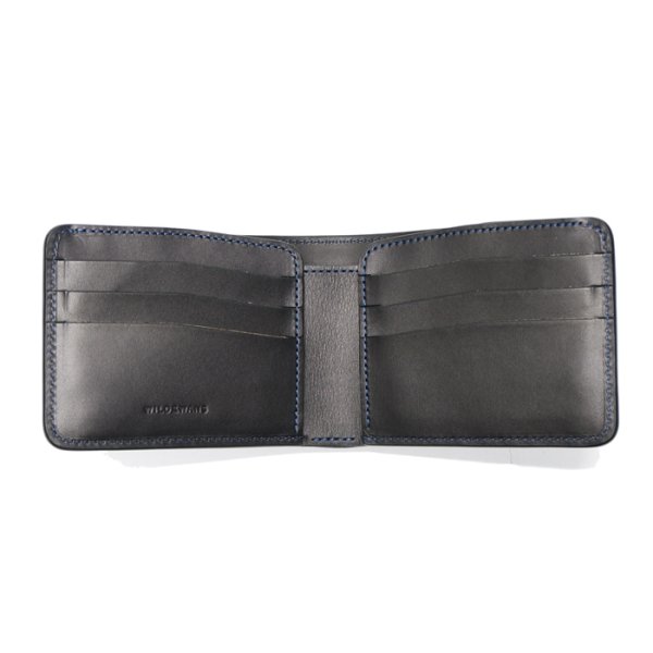 画像3: WILD SWANS(ワイルドスワンズ)WINGS(ウイングス)2つ折りウォレットコインケース無し/ネイビー"シェルコードバン"×ブラック"イングリッシュブライドル" (3)