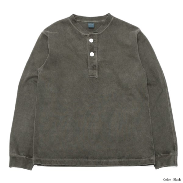 画像4: Good On(グッドオン)Long Sleeve Heavy Henley Neck Tee(ロングスリーブヘビーヘンリーネックTシャツ)"Pigment Dye" / Natural(ナチュラル)・Black(ブラック) (4)