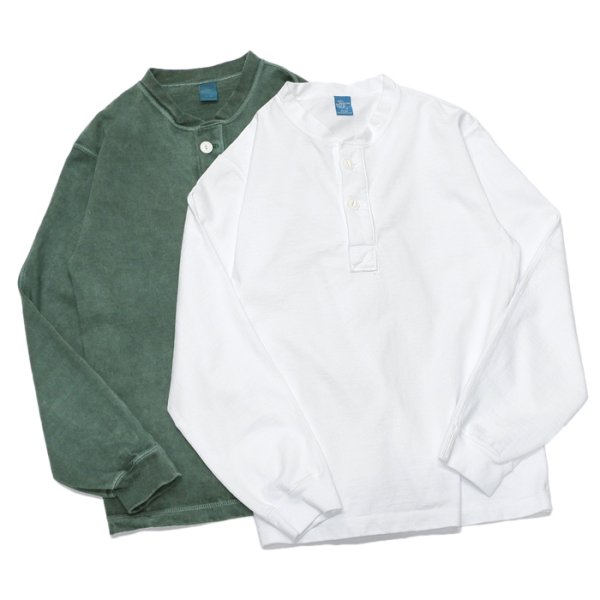 画像1: Good On（グッドオン）Long Sleeve Heavy Henley Neck Tee（ロングスリーブヘビーヘンリーネックTシャツ）"Washed","Pigment Dye"/White（ホワイト）・Slate（スレート） (1)