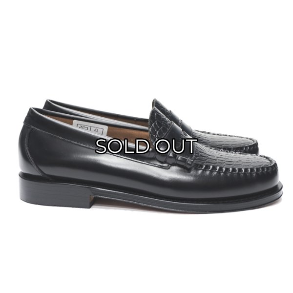 画像1: G.H.BASS（ジーエイチバス）LARSON CROC MOC MIX LOAFER（ラーソンクロコモックミックスローファー）レザーソール/Black（ブラック） (1)