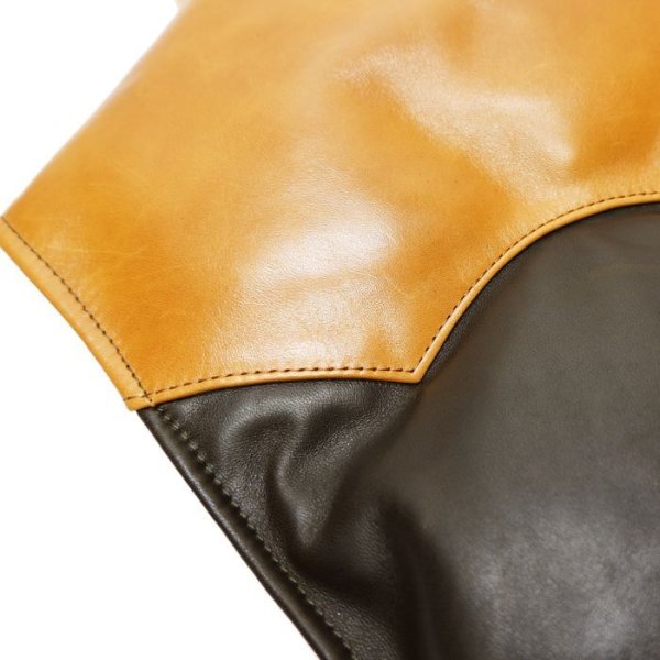 画像7: 【PointUp10%11/10迄】Y'2 LEATHER(ワイツーレザー)OIL SOFT HORSE&MOUTON DOWN VEST(オイルソフトホース&ムートンダウンベスト)/Olive×Camel+Yellow Mouton(オリーブ×キャメル+イエロームートン) (7)