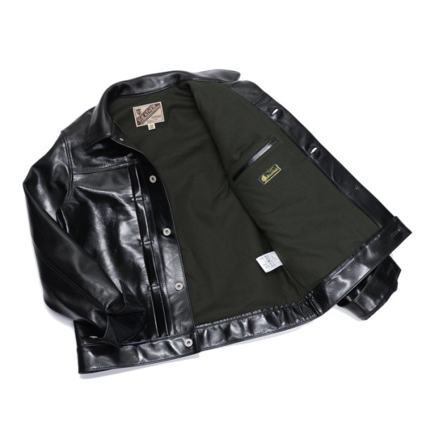 画像5: 【PointUp10%11/10迄】Y'2 LEATHER(ワイツーレザー)ANILINE HORSE 1st Type Jacket(アニリンホースファーストタイプジャケット)/Black(ブラック) (5)