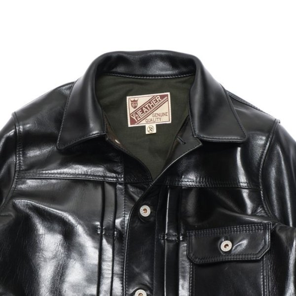 画像3: 【PointUp10%11/10迄】Y'2 LEATHER(ワイツーレザー)ANILINE HORSE 1st Type Jacket(アニリンホースファーストタイプジャケット)/Black(ブラック) (3)