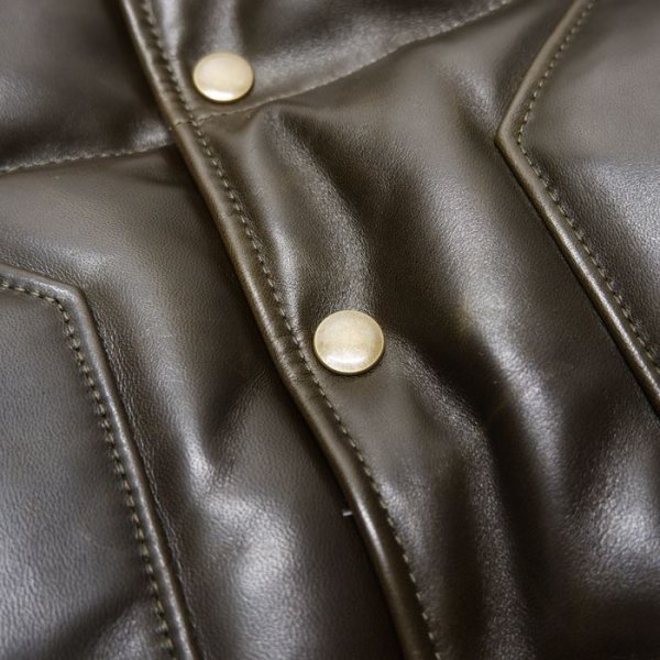 画像8: 【PointUp10%11/10迄】Y'2 LEATHER(ワイツーレザー)OIL SOFT HORSE&MOUTON DOWN VEST(オイルソフトホース&ムートンダウンベスト)/Olive×Camel+Yellow Mouton(オリーブ×キャメル+イエロームートン) (8)