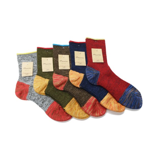 画像2: Mauna Kea(マウナケア)マルチカラーウール3面切替えソックス"レディース" / Gray(グレー)※3足までメール便発送可 (2)