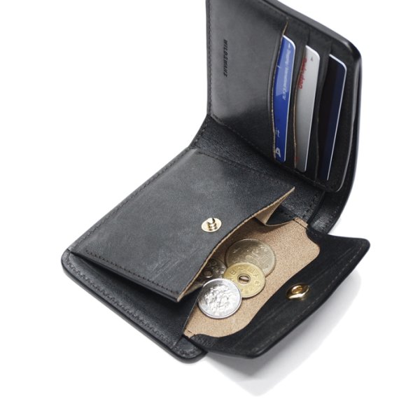 画像7: WILD SWANS（ワイルドスワンズ）GROUNDER（グラウンダー）2つ折りウォレット"フルグレインブライドル"/Black（ブラック） (7)