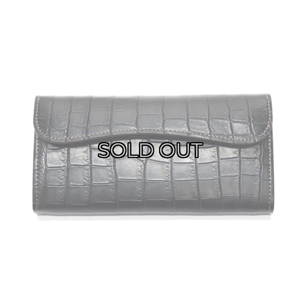 画像1: WILD SWANS（ワイルドスワンズ）WAVE（ウェイブ）ロングウォレット/ブラック"クロコダイル"×キャメル"ブッテーロ" (1)