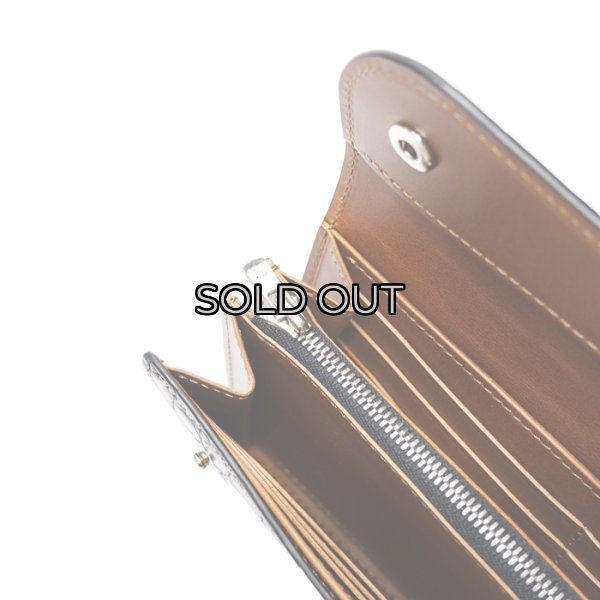 画像5: WILD SWANS（ワイルドスワンズ）WAVE（ウェイブ）ロングウォレット/ブラック"クロコダイル"×キャメル"ブッテーロ" (5)