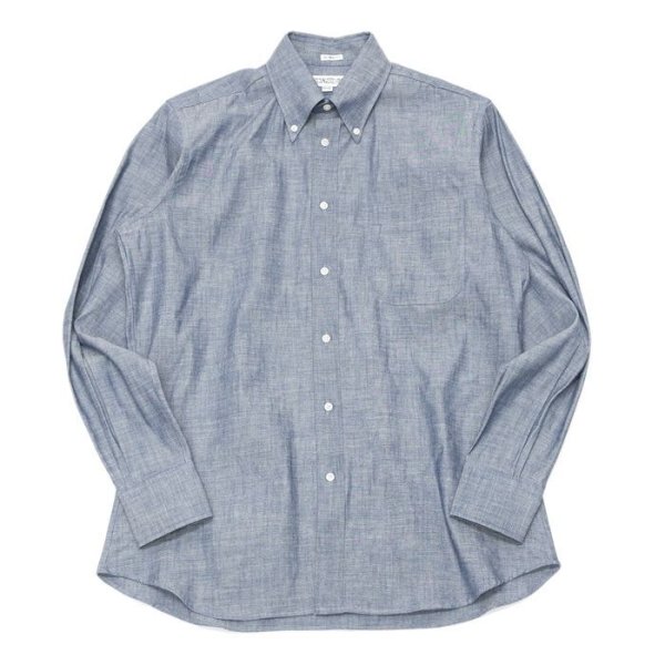 画像1: INDIVIDUALIZED SHIRTS（インディビジュアライズドシャツ）Classic Fit B.D. Shirt（クラシックフィットボタンダウンシャツ）"RIGID CHAMBRAY"/Blue（ブルー）※14Hサイズのみ (1)