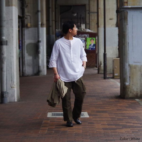 画像5: ＜40％OFF＞*A VONTADE（アボンタージ）Sleeping Shirts 4/5 Sleeve（スリーピングシャツ7分袖）"Hard Twist Yarn Seersucker" / White（ホワイト）※Lサイズ (5)