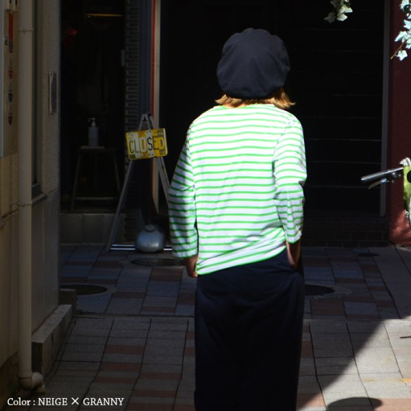 画像8: ＜30%OFF＞SAINT JAMES（セントジェームス）MORLAIX 3/4（モーレ七分袖）/NEIGE×GRANNY（ホワイト×グラニーグリーン）※T3サイズのみ (8)